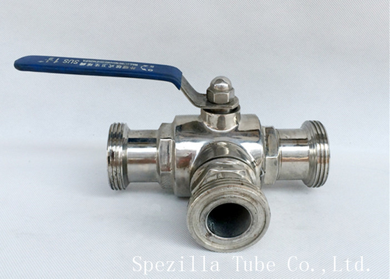 China Lead Free AISI 316L 3 Way Sanitary Ball Valve With Water / Oil Applicable Medium supplier