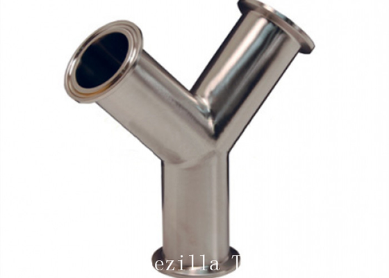 China 1 Inch Stainless Steel Sanitary Fittings Shaped Y Tee Bpe Polished For Equipment supplier