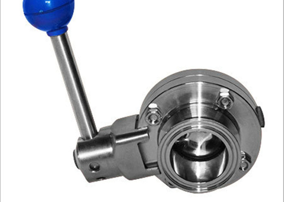 China Full Port Sanitary Butterfly Valves , Manual Butterfly Valve 100% Hydraulic Pressure Tested supplier