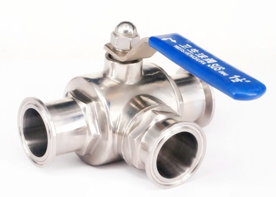 China 2 Inch 3 Stainless Steel Ball Valve L Type With Clamp / Weld / Thread Connection supplier